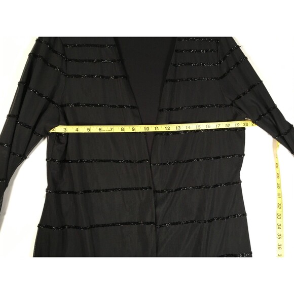 Calvin Klein Womens Large Black Poly Mesh Beaded Line Open Front Coat Cardigan - Picture 9 of 13